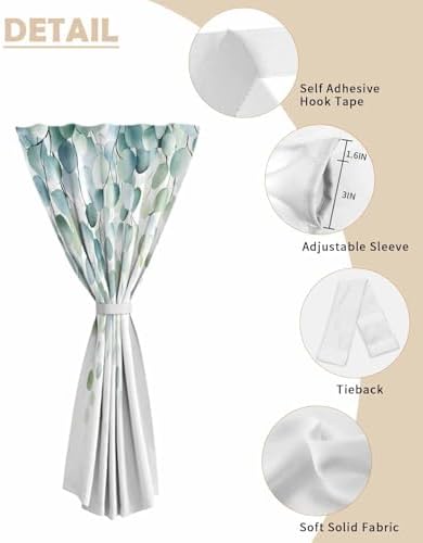 Sage Green Eucalyptus Self Adhesive Blackout Curtain 59x72