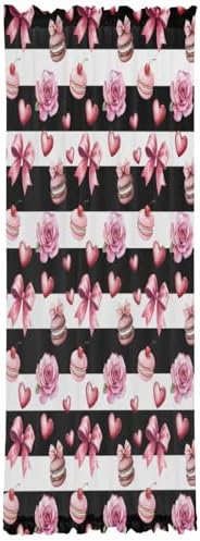 Pink Bow Rose French Door Curtain Panel
