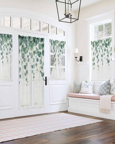 Spring Green Eucalyptus Leaf Door Curtains 54x40 Inch