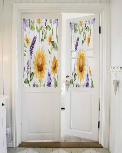 French Door Curtain with Sunflower and Lavender Design