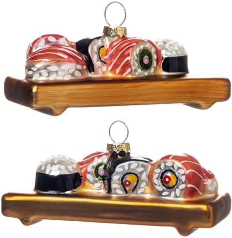 2pcs Blown Glass Sushi Tree Ornaments for Christmas