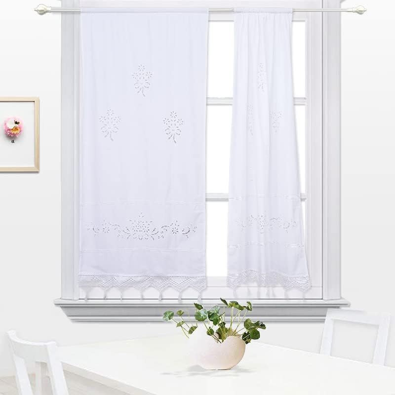 DOKOT White Cotton Curtains 2 Panel Sets