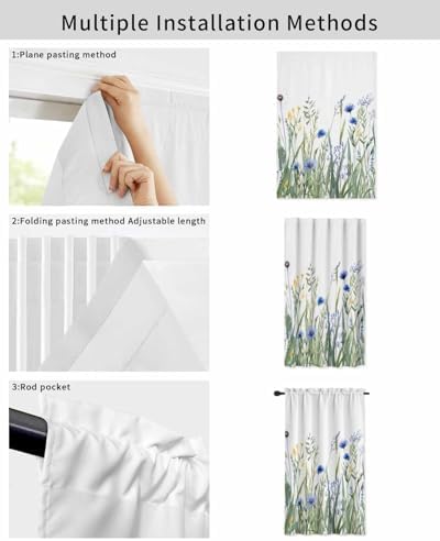 Yomandocix Botanical Flower Self Adhesive Curtains 35x54 Inches
