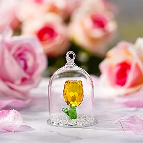HD Crystal Rose Glass Hanging Decor Ornament