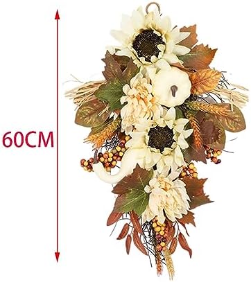 Generic Harvest Pumpkin Swag with Autumn Leaves 60cm