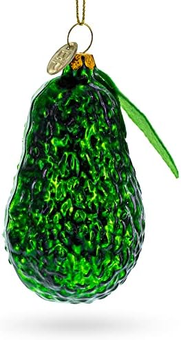 Avocado Leaf Glass Christmas Ornament