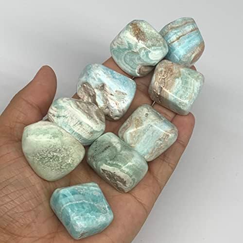 Natural Blue Aragonite Tumbled Stones 9pcs From Afghanistan