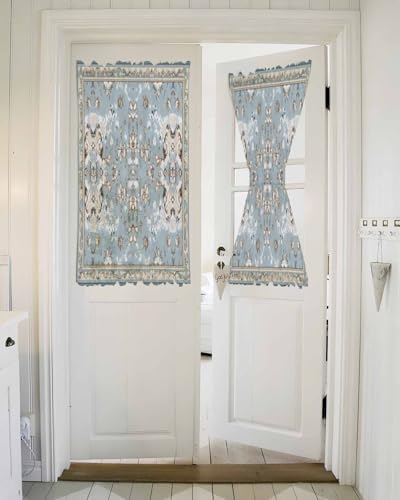 Abstract Blue Door Curtains 54x40 Rod Pocket Panels