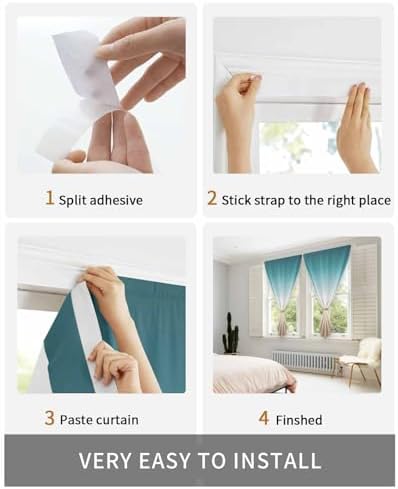 Gradient Self Adhesive Blackout Curtains for Windows 52x63 Inches