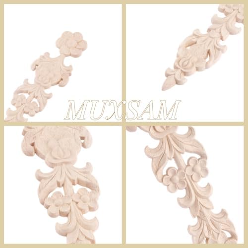Wood Appliques Long Decorative Carved Onlays 2Pcs 11x236 Inch