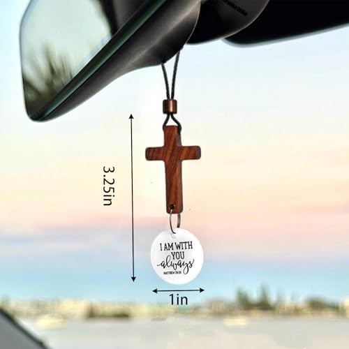 Bible Verse Car Rearview Hanging Cross Ornament - Black