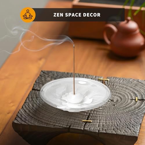 Snow Mountain Glass Incense Holder with 3D Design and Frosted Texture