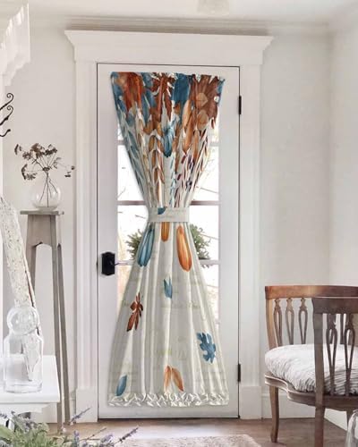 Orange Blue Pumpkins Fall Door Curtain for Privacy