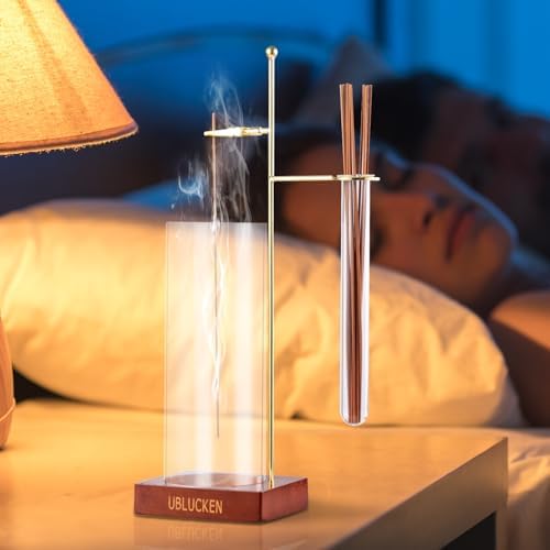 UBLUCKEN Incense Holder for Sticks with Glass Ash Catcher and Brush