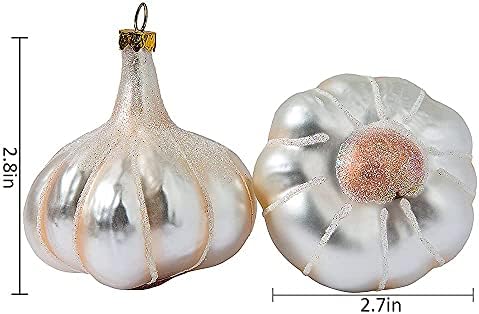 2 Pack 28 Inch Hand Blown Glass Garlic Christmas Ornament