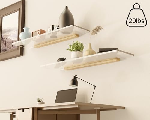 QsQueen Solid Wood Acrylic Floating Shelves for Home Decor