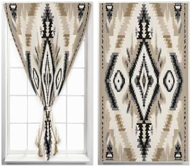 Boho Black Brown Self Adhesive Portable Curtains for Windows