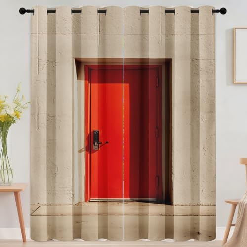 Concrete Frame Doorway Curtains 84 Inch Long with Grommet - 2 Panel Set