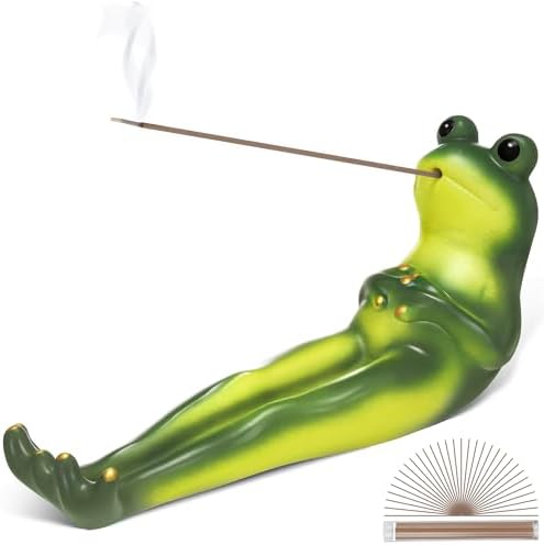 Green Frog Incense Stick Holder with 30 Sticks