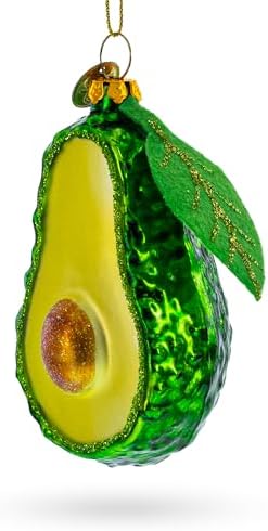 Avocado Leaf Glass Christmas Ornament