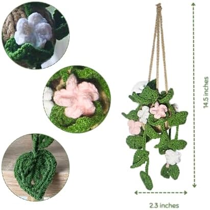 TAPHOA Plant Car Accessory - Heart Leaves Hanging Mirror Ornament