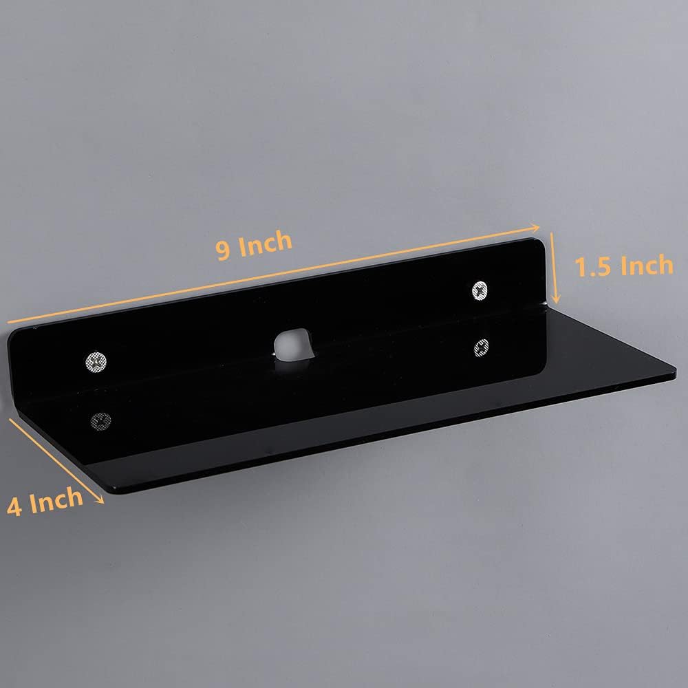 IEEK 4 Piece Black Acrylic Floating Wall Shelves