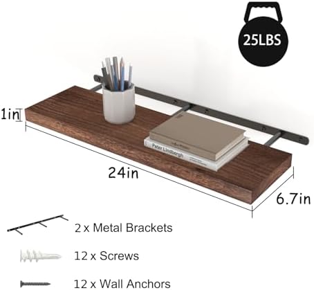 Kultilanda Floating Shelves 24 Inch Rustic Brown