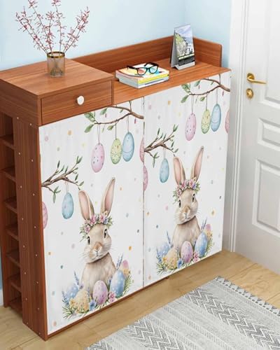 Yomandocix Spring Easter Bunny Self Adhesive Curtains 47x63 Inches