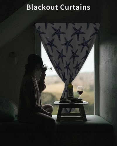 Navy Blue Starlight Self Adhesive Blackout Curtains for Windows