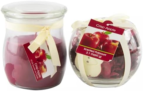 Fragrant Delights Crisp Apple Scented Jar Candle and Potpourri Set