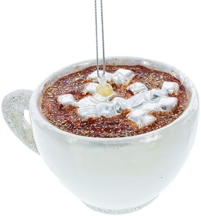 Cozy Hot Cocoa Cup Blown Glass Ornament