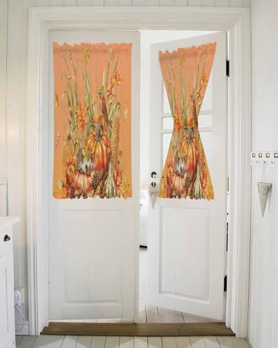 Fall Pumpkin French Door Curtain with Tieback