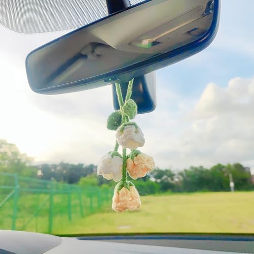 Lily of The Valley Flower Car Mirror Hanging Accessory Yellow White