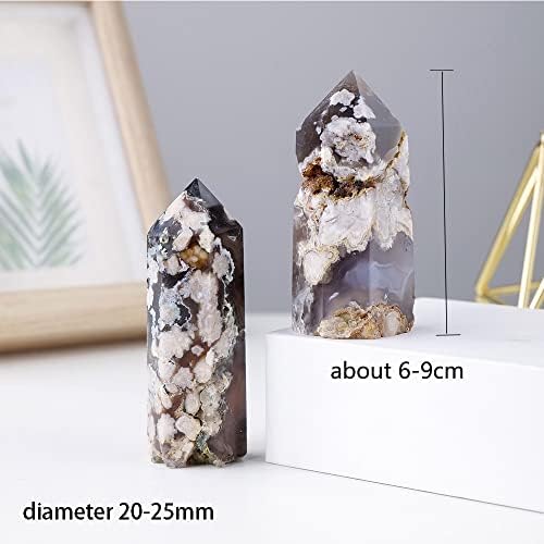 Black Sakura Agate Home Decor Crystal Obelisk