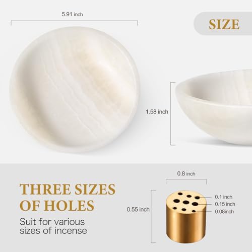 Koville Natural Marble Incense Holder with 9 Holes
