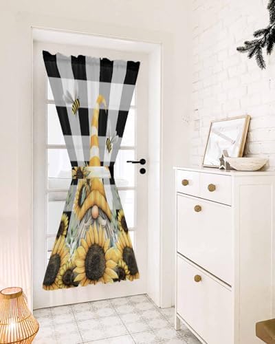 Yellow Dwarf French Door Curtain with Sunflower Hat Design