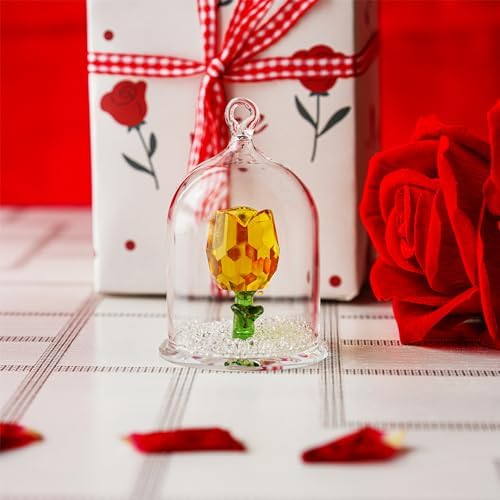 HD Crystal Rose Glass Hanging Decor Ornament