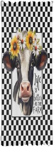 Farm Cow Sunflower Front Door Curtain Panel 54x72 Inches