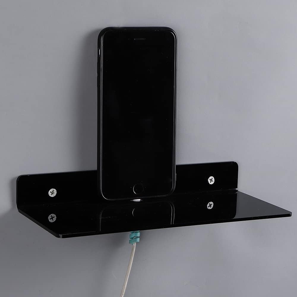 IEEK 4 Piece Black Acrylic Floating Wall Shelves