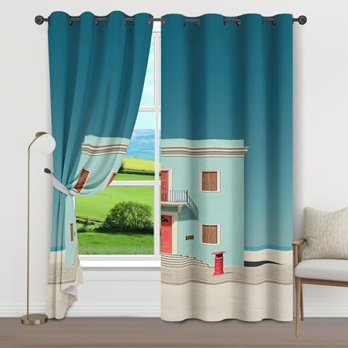 European Doorway Curtains 84 Inch Long with Grommet 2 Panel Set