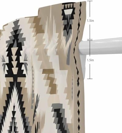 Light Brown Boho French Door Curtain with Rod Pocket and Tieback
