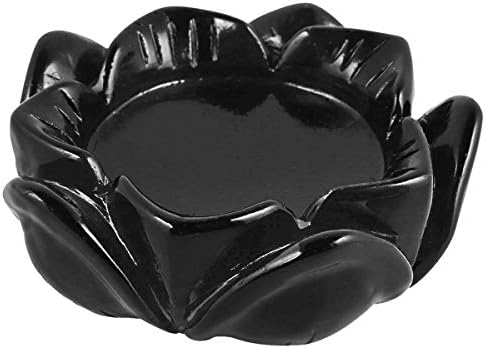 SUNYIK Handcarved Black Obsidian Lotus Flower Sculpture 24 Inch