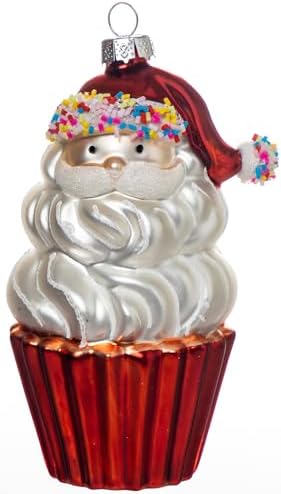 2pcs Blown Glass Santa Cupcake Ornaments for Christmas Tree 1