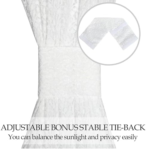 Lace French Door Curtain 72 Inch Long 2 Pack with Tieback