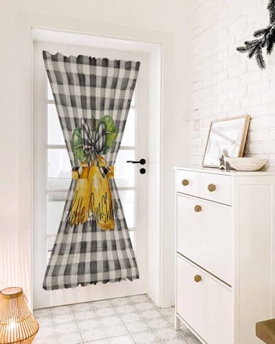 Lemon Plaid French Door Curtain 54W x 72L