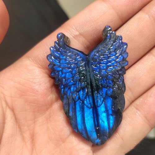 2pc Natural Blue Crystal Labradorite Hand Carved Love Token
