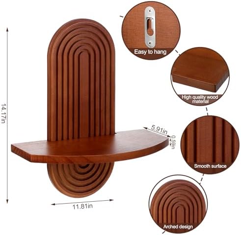 Suzile 2 Pcs Arched Wooden Boho Wall Shelves