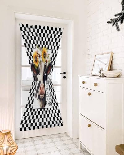 Farm Cow Sunflower Front Door Curtain Panel 54x72 Inches