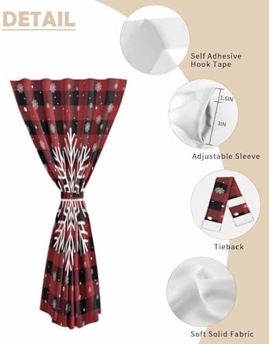 Christmas Red Black Checkered Self Adhesive Curtains for Windows