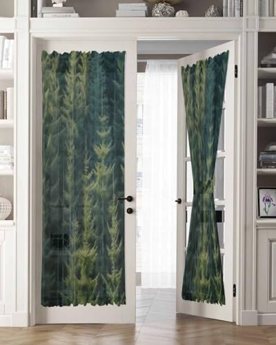 Green Pine Trees French Door Curtain